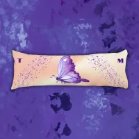 Pretty Butterflies in Purple on Pink Monogram | Body Pillow