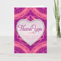 Fuchsia Pink Love Heart Wedding Thank You Cards