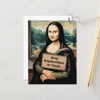 Surreal Mona Liza Says Shop Angelandspot Postcard