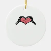 Skeleton Hand Heart Sign Valentines Day Classic Ceramic Ornament