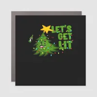 Let's Get Lit Tipsy Christmas Tree Funny Essential Car Magnet
