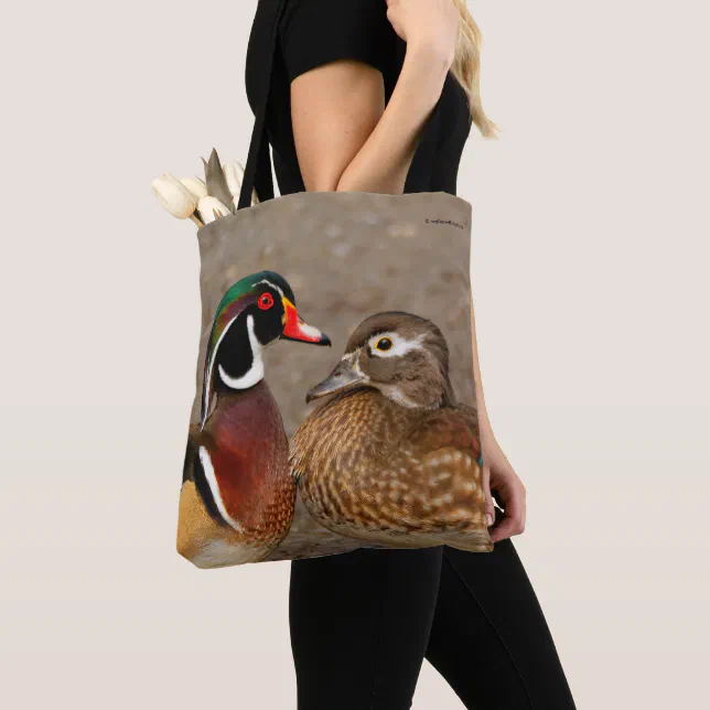 Beautiful Touching Moment Between Wood Ducks Tote Bag