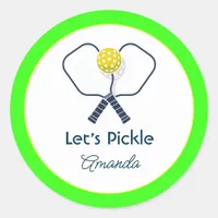 Let’s Pickle Neon Preppy Pickleball Birthday Classic Round Sticker