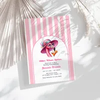 Older Wiser Hotter Hot Pink Birthday Cocktail Invitation