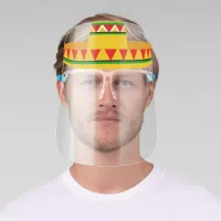 Mexican Sombrero Hat Design in Yellow, Red & Green Face Shield