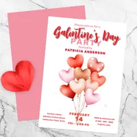 Heart Balloons Galentine's Day Party Celebration Invitation