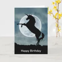 Unicorn Silhouette Full Moon Magical Birthday Card