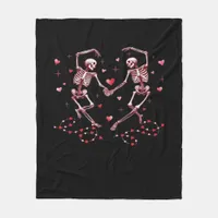 Skeletons Holding Hands Heart Valentines Day Desig Fleece Blanket
