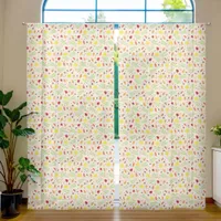 Cute fall pattern with colorful leaves and nuts sheer curtains