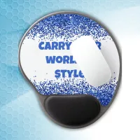 Blue Glitter on White - simple | Gel Mouse Pad