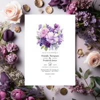 Wintry Purple Floral Wedding Invitation