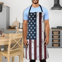 American Flag Patriotic Rustic Stars Stripes BBQ Apron