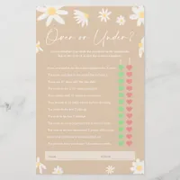 Over or Under Game, Beige Daisy Baby Shower Game