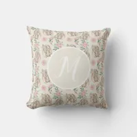 Baby Bunnies Monogram Throw Pillow