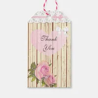 Thank you Rustic Wood Vintage Rose Gift Tag