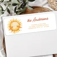 Sunshine Baby Shower Boho Cute Sun Return Address Label