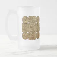 Celtic Knotwork Cross Frosted Glass Beer Mug