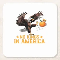 No Kings In America We The People Political Retro  Square Paper Coaster