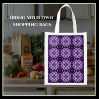 Purple and Pink Square Pattern Grocery Bag