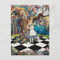 A Blond Woman in the Checkered Forest Postcard