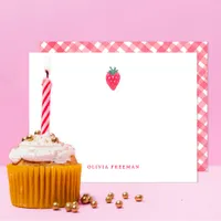 Strawberry Personalized Stationery – Red Fruit  Note Card