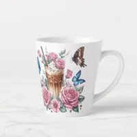 Iced Coffee & Butterfly Floral  Latte Mug