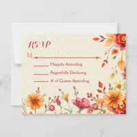 Pretty Autumn Elegant Wedding RSVP Card