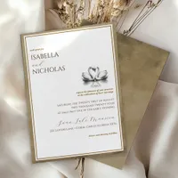 Autumn Swan Lake Wedding Invite