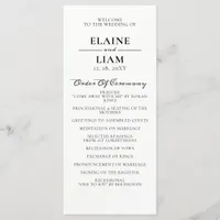 Minimalist Black and White Wedding Programs