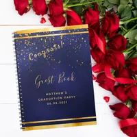 Graduation Party dark blue gold guest book