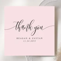 Blush Pink Minimalist Script Wedding Thank You Card