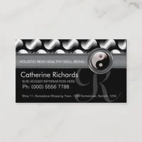 Modern Age Reiki YinYang Black+White Bold Pattern Business Card