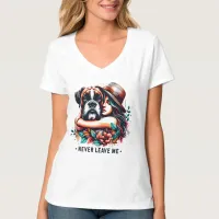 Woman Hugging Bulldog in Hat T-Shirt