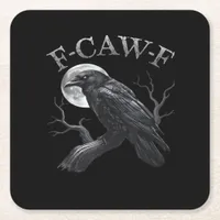 Crow F-Caw-F Funny Bird Moon Retro Classic Square Paper Coaster