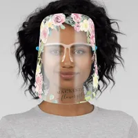 Pretty Pastel Watercolor Floral Flower Girl Face Shield