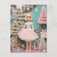 Retro Pastel Christmas Doll Postcard