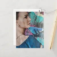Woman with a Blue Bird Surreal Collage Postcard