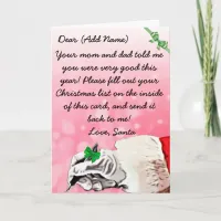 Christmas Wish Letter from Santa Claus Holiday Card