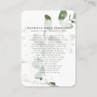 Eucalyptus Photo Sympathy Funeral Memorial Card