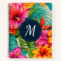 Tropical Floral Hibiscus Monogram Notebook