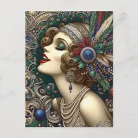 Festive Christmas Flapper Woman Postcard