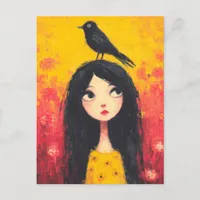 Girl With A Bird on Her Head Postcard
