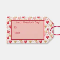 Valentine's Pink Red and Gold Heart Balloons Gift Tags