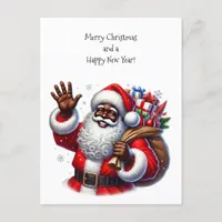 Black Santa and Bag of Gifts  Holiday Postcard