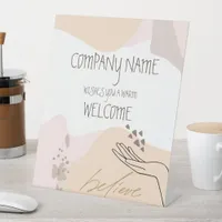 Welcome to Business Event Modern Shapes Feminine Pedestal Sign