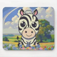 Zebra in a flower patch! mouse pad