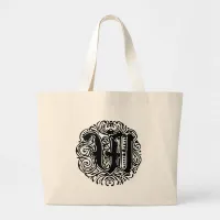 Monarchia Monogram Letter W Initial Alphabet W Large Tote Bag