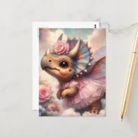 Triceratops in a Pink Dress Postcard