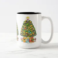 Merry Christmas Tree with Angel Two-Tone Coffee Mug