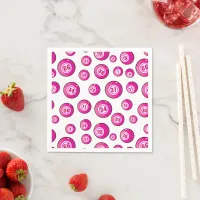 Bingo Player Cute Pink and White Numbered Balls Napkins